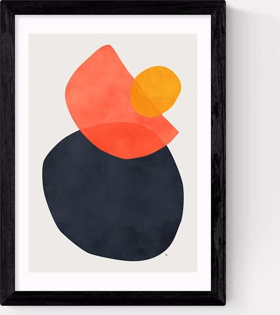 East End Prints Balance Minimalist Abstract Geometric Framed Art in Black and Multicolour