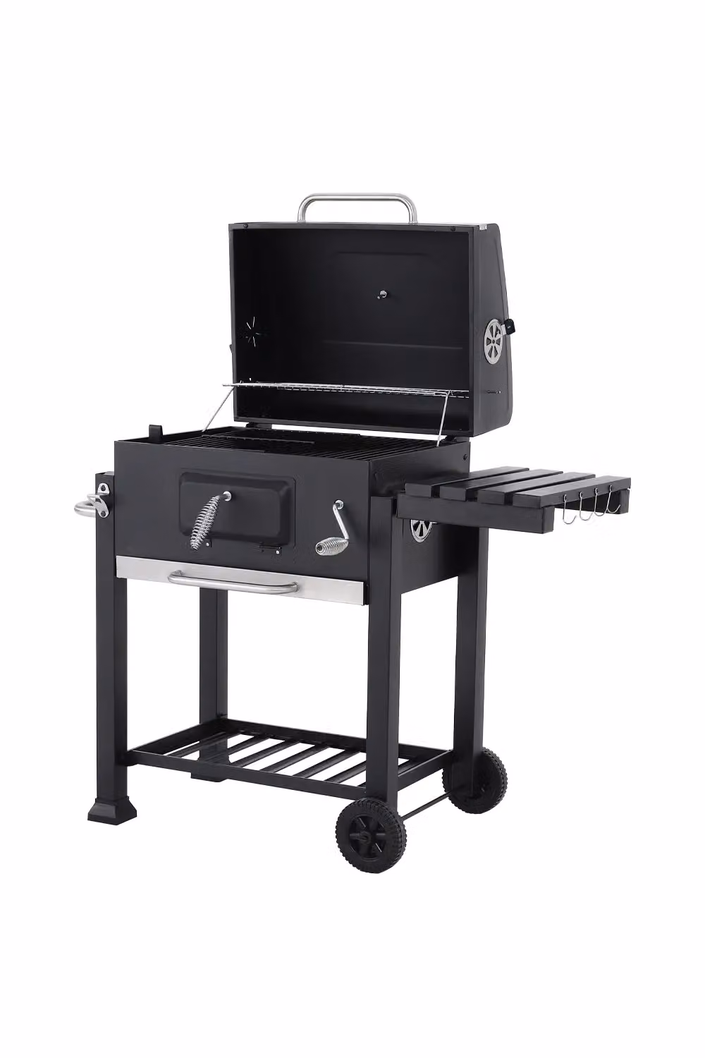 Living and Home Charcoal BBQ Grill with Portable Trolley and Thermometer in Black – 3