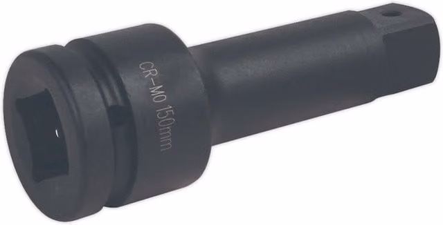 Loops 150mm Stainless Steel Impact Extension Bar with 1 inch Square Drive and Spring-Ball Socket Retainer in Black – 1