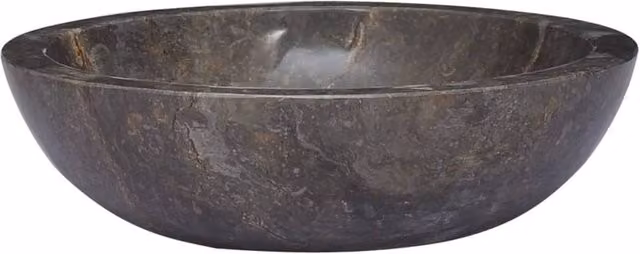 Berkfield Grey Marble Round Home Sink, W/D/H: 40 x 40 x 12 cm