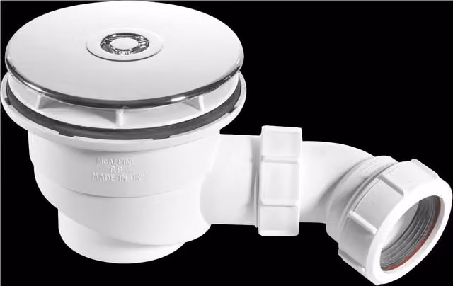 McAlpine Round Water Seal Shower Trap with Chrome Plated Brass Flange in White and Silver