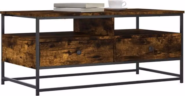 Berkfield Home Decorative Coffee Table in Smoked Oak Brown, W/D/H: 100 x 51 x 45 cm – 1