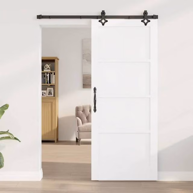 Berkfield Home Orkdal White Lacquered Solid Wood Pine Sliding Door with Hardware Set