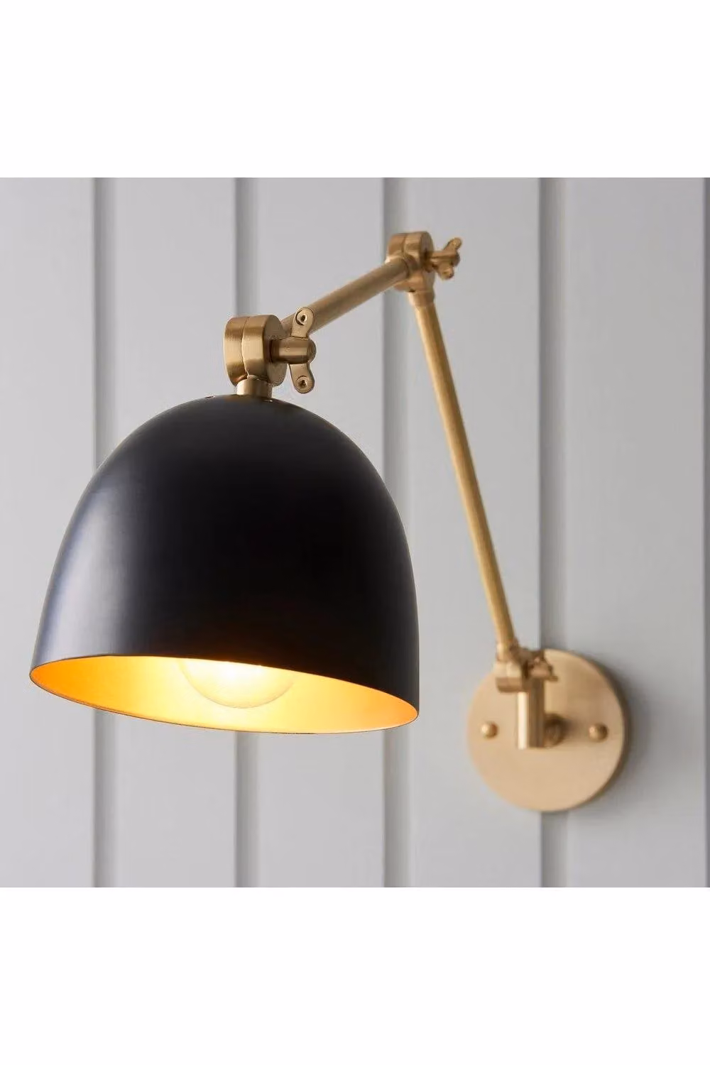 Netlighting Lehal Dome Adjustable Arm Wall Lamp in Antique Brass and Matt Black – 2