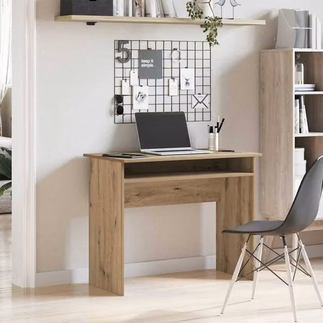 Berkfield Home Elegant Artisan Oak Writing Desk in Brown, W/D/H: 90 x 50 x 74 cm – 1