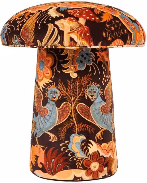 House of Hackney Toad Stool in Multicolour Abstract Fabric, W/D/H: 48 x 48 x 55 cm
