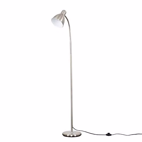 ValueLights Modern Silver Chrome Adjustable LED Floor Lamp for Reading and Task Lighting – 1