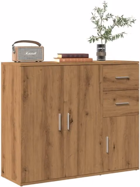 Berkfield Home Artisan Oak Sideboard in Brown, W/D/H: 91 x 29.5 x 75 cm