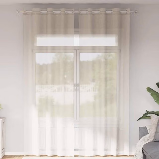 Berkfield Home Plain Transparent Voile Curtains with Eyelets, 2 Pack, Beige, W: 140 cm, H: 260 cm – 1