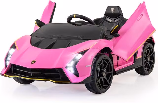 Costway Pink Lamborghini Electric Ride on Car with Remote Control and Light and Sound Effects