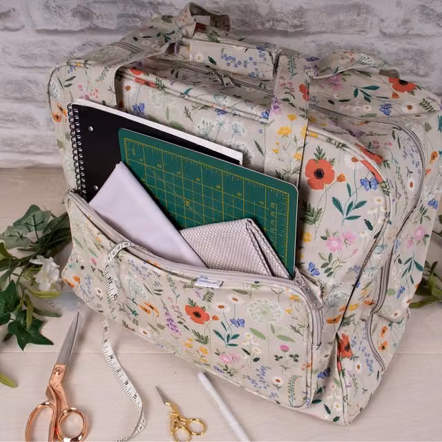Hobby Gift Sewing Machine Bag in Wild Flowers Multicolour and White