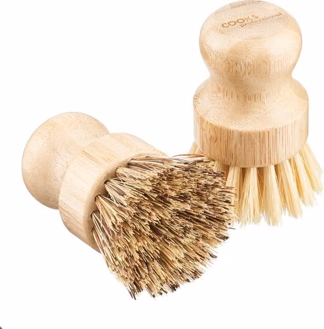 Cooks Professional Set of 2 Eco Friendly Bamboo Brushes in Yellow and Beige