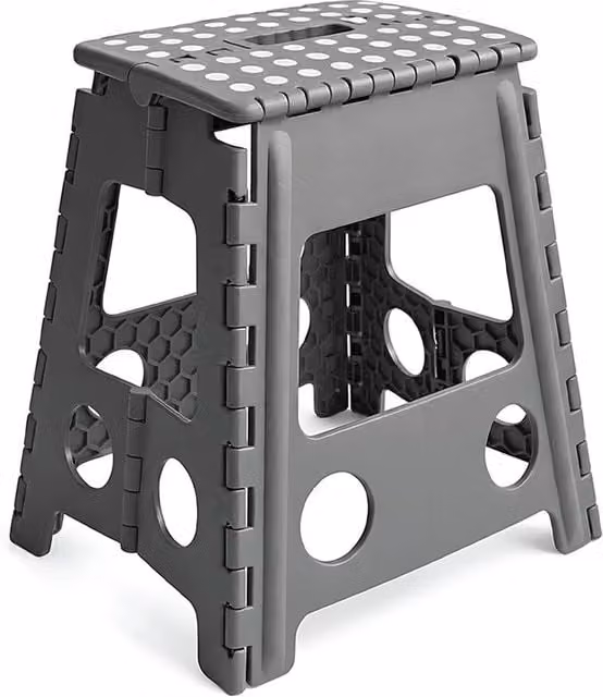 FLAVORA Grey Large Foldable Step Stool Portable Kitchen Step Seat – 1