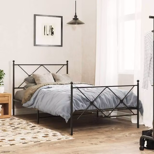 Berkfield Home Matt Black Metal Headboard
