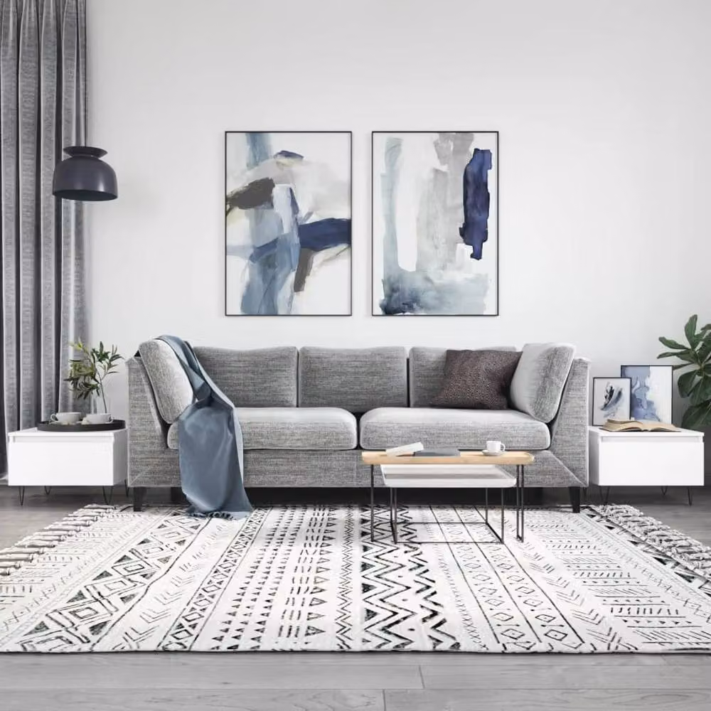 Berkfield Home Modern Nested Coffee Table Set, 2 Pieces, White, W/D/H: 50 x 46 x 35 cm – 2