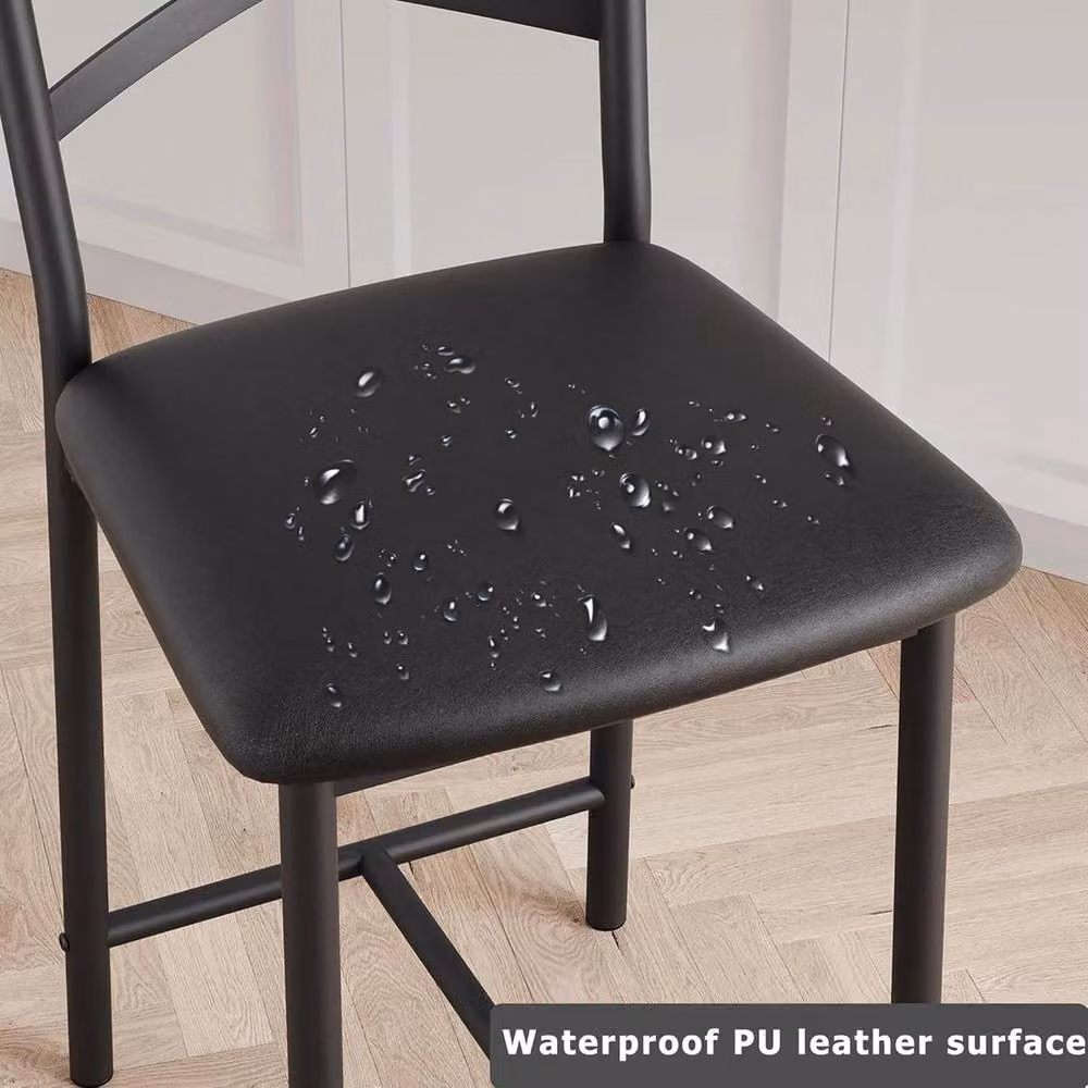 VOGREX Set of 2 Black Synthetic Leather and Metal Counter Height Bar Stools – 6