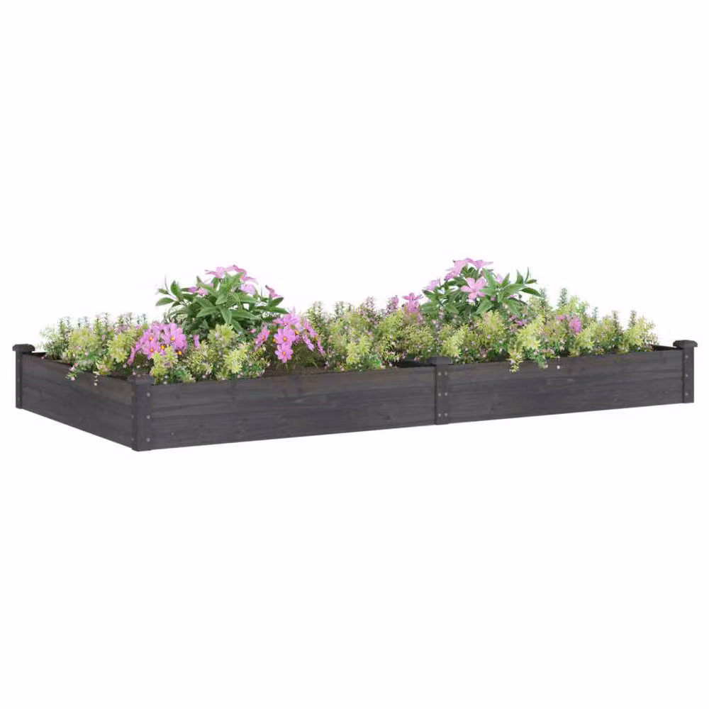 Berkfield Home Garden Raised Bed with Liner in Grey, Solid Wood Fir, W/D/H: 240 x 120 x 25 cm – 3
