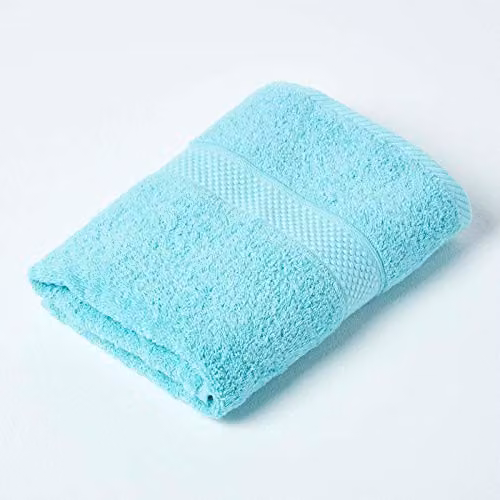 Homescapes Fluffy Turkish Cotton Hand Towel, 500 GSM, Turquoise Blue