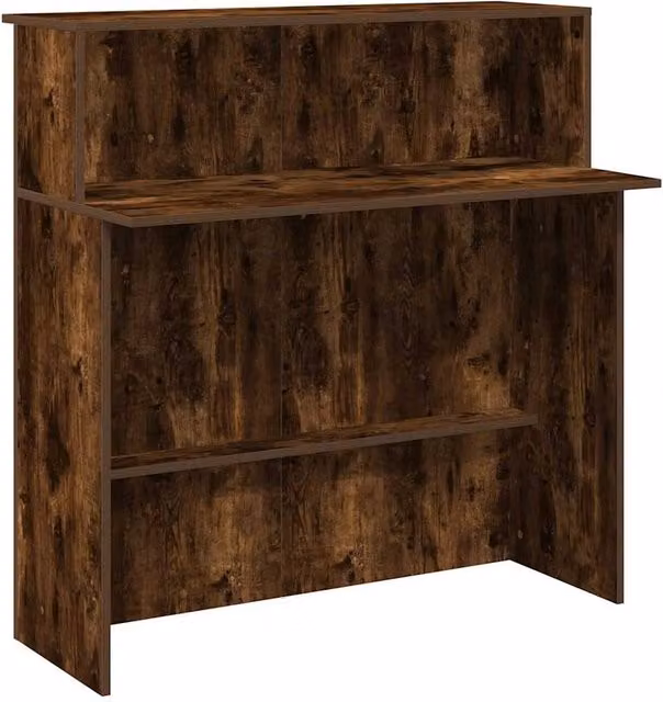 Berkfield Home Smoked Oak Reception Desk in Brown, W/D/H: 100 x 50 x 103.5 cm – 1