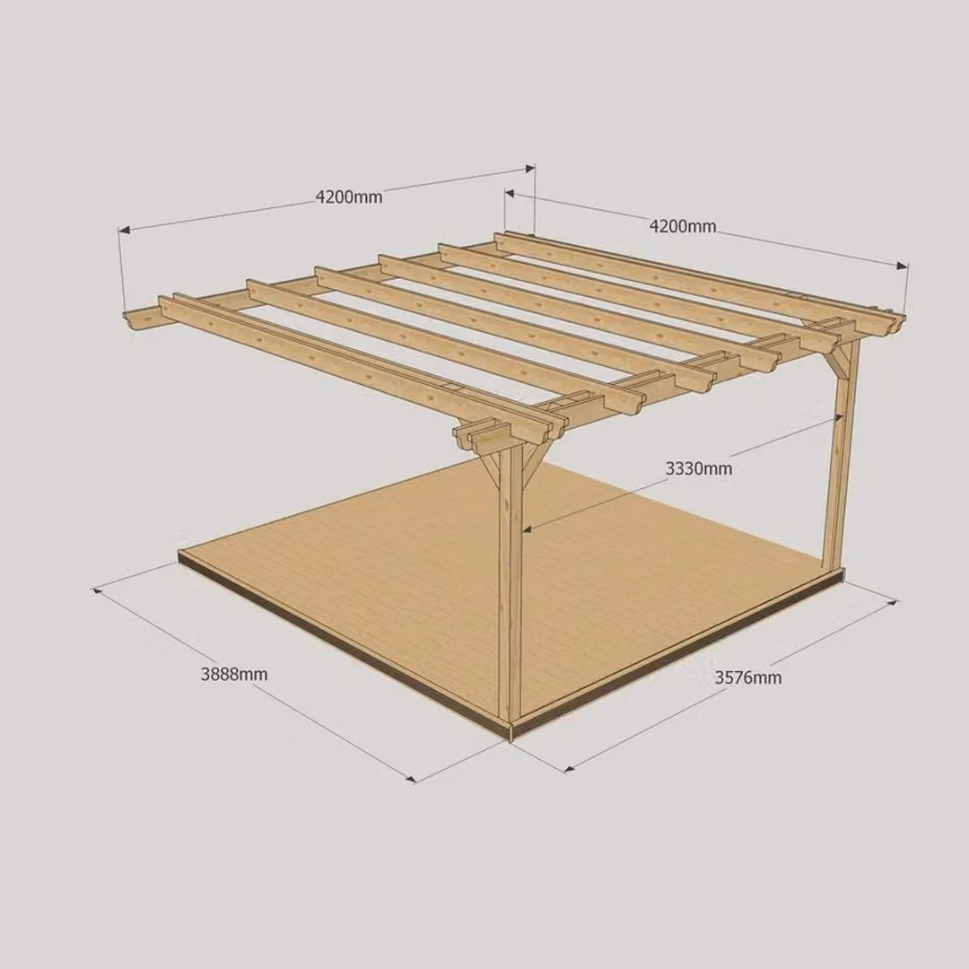 Rutland County Garden Furniture Ltd Wall Mounted Double Garden Pergola and Decking Kit, Green, Width: 420 cm – 2