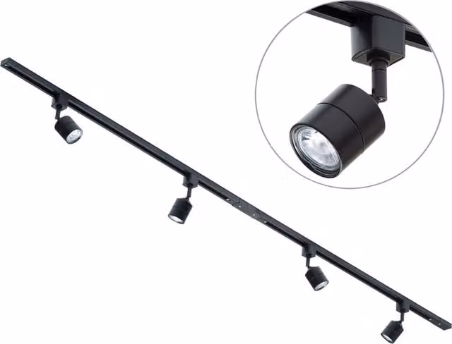 Litecraft Soho Track Light Kit with 4 Adjustable LED Spotlight Heads in Black