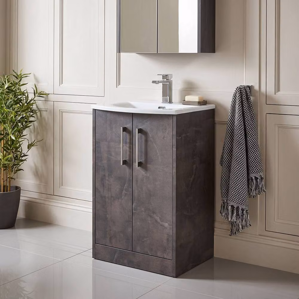 Balterley Winshill Contemporary 2 Door Wall Mounted Bathroom Vanity Basin Unit, Grey, Width: 50 cm – 2