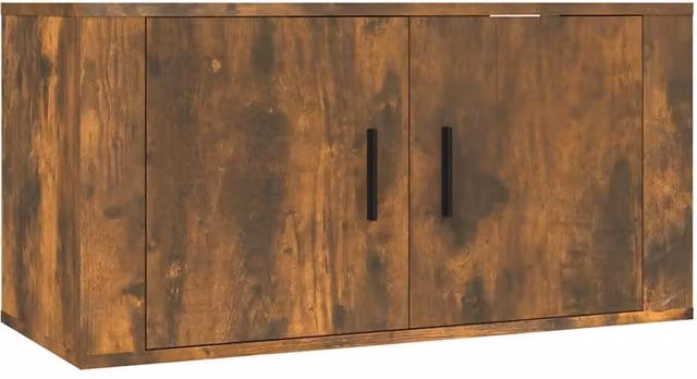Berkfield Home Wall Mounted TV Cabinet in Smoked Oak Brown, W: 80 cm, D: 40 cm, H: 34.5 cm