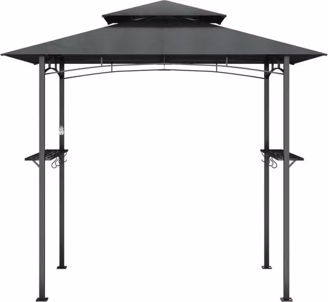 Berkfield Home Comfortable BBQ Gazebo with Side Shelves in Anthracite, W/D/H: 240 x 150 x 243 cm