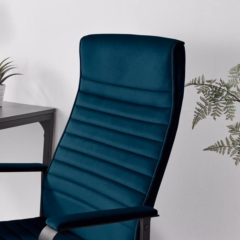 FurnitureboxUK Centro Blue Velvet Reclining Office Chair – 2