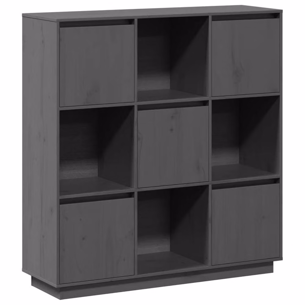 Berkfield Home Grey Solid Wood Pine Highboard with Hinged Doors, W/D/H: 110.5 x 35 x 117 cm – 2