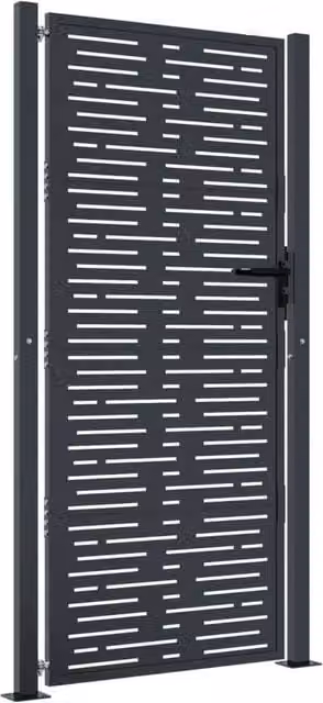 Berkfield Home Anthracite Steel Square Design Garden Swing Gate, W/H: 105 x 180 cm, Dark Grey – 1