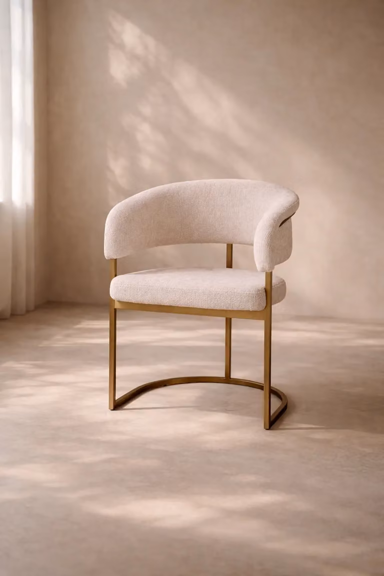 Tommy Franks Modern Beige Fabric Dining Chair with Metal Legs