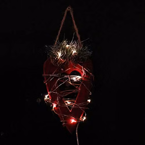 Shatchi Red and Green Wooden LED Heart Tabletop Christmas Ornament, W/D/H: 12 x 12 x 19 cm – 4