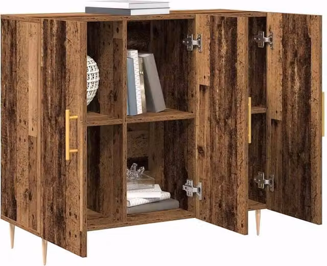 Berkfield Home Rustic Brown Sideboard in Old Wood, W/D/H: 90 x 34 x 80 cm – 1