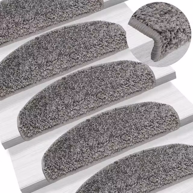 Berkfield Home Non-Slip Self-Adhesive Stair Mats, 10 Pack, Grey, W: 65 cm, D: 21 cm, H: 4 cm