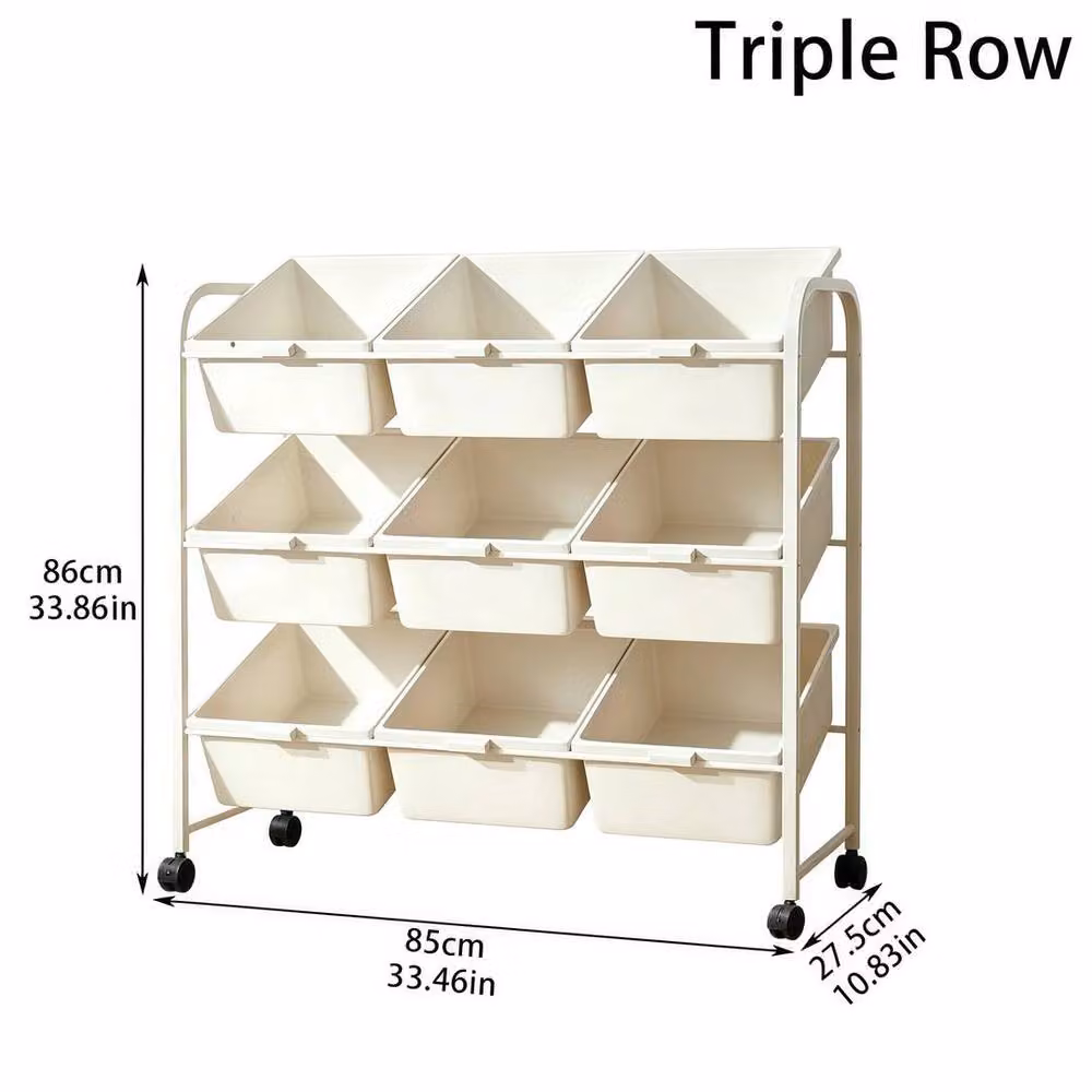 Kelvenix Triple Row Mobile Office Storage Cart in White Metal and Plastic – 2