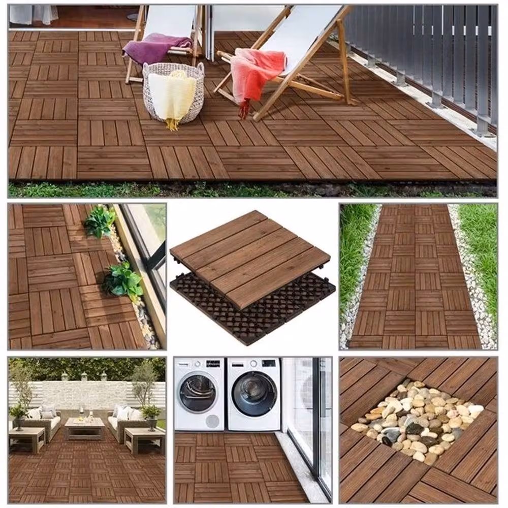 KORVIXA Brown Rustic Fir Wood Flooring Tiles, Pack of 27, W: 520 mm, L: 10000 mm – 4