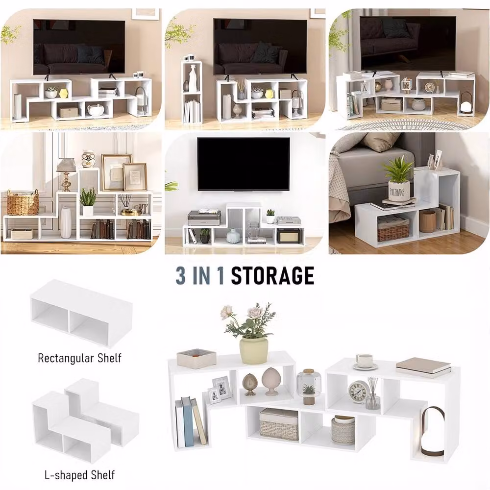 Nordara Free Combination Modern TV Stand and Media Center in White – 4