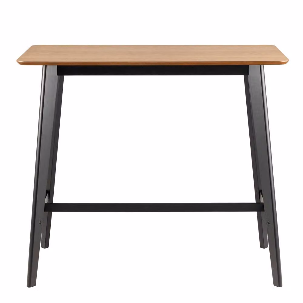 Wyld Haus Saffron Bar Table with Natural Oak Veneer Top and Matte Black Base – 3