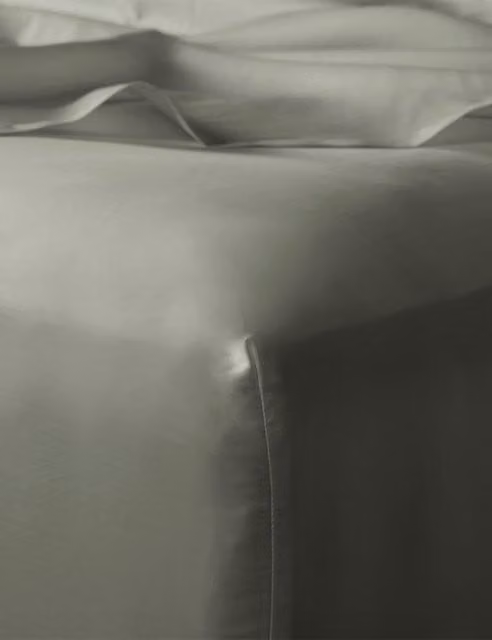 Bedfolk Pure Cotton Mako Sateen Deep Fitted Sheet, Khaki, W/D: 200 x 200 cm