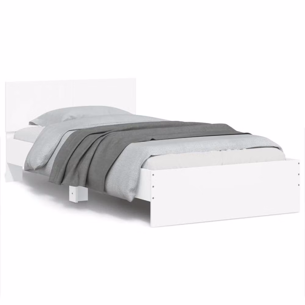 Berkfield Home Modern White Bed Frame with Under-Bed LED Lighting, W/D/H: 200 x 100 x 70 cm – 2