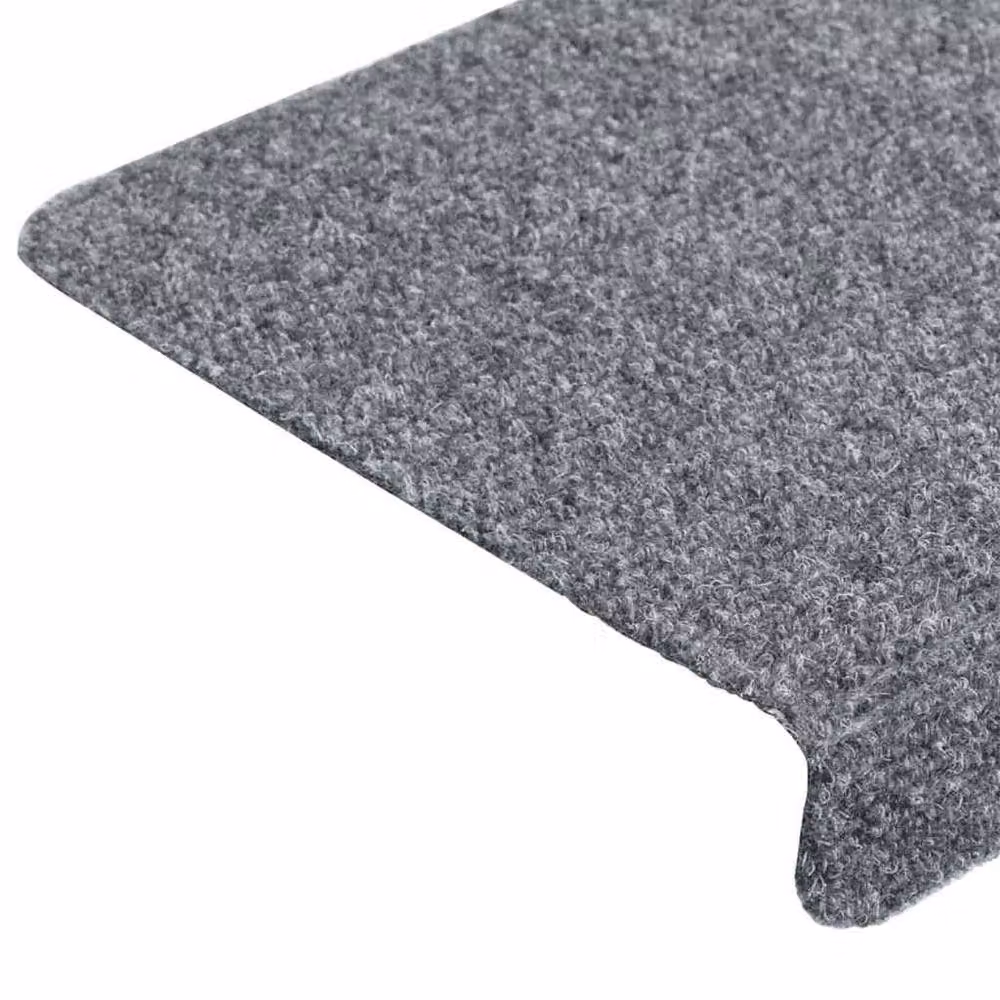 Berkfield Home Self-Adhesive Needle Punch Stair Mats, 15 Pack, Light Grey, W/D/H: 65 x 21 x 4 cm – 3