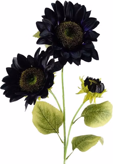Artificial Purple Sunflower with 3 Heads and Leaves