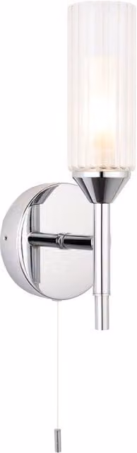 Loops Chrome Plated Bathroom Wall Light with Transparent Glass Shade – 1