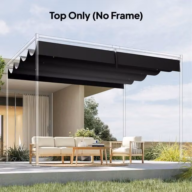 Outsunny Dark Grey Polyester Pergola Canopy for 4 x 3 m Pergola, 3.9 x 3.5 m