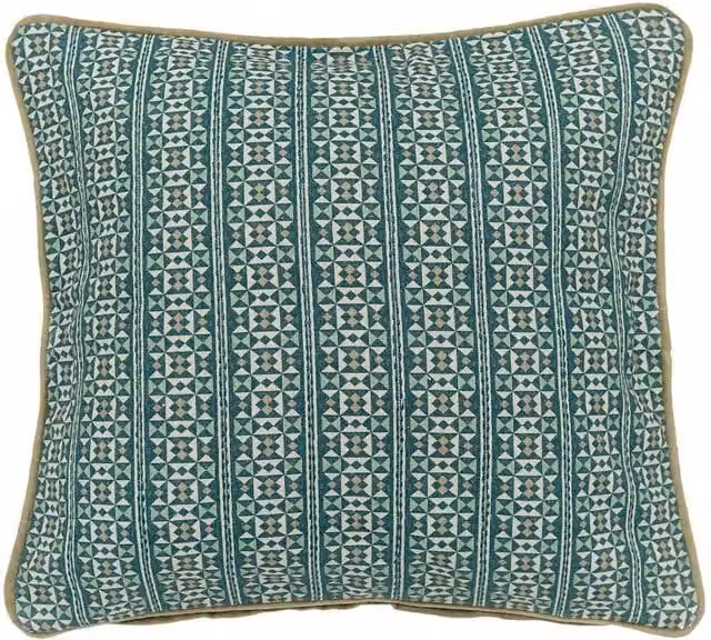 Bedeck of Belfast Azmi Geometric Square Cotton Cushion in Petrol and Multicolour