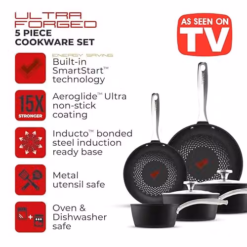 Tower SmartStart Ultra Forged 5 Piece Non-Stick Cookware Set in Black – 2