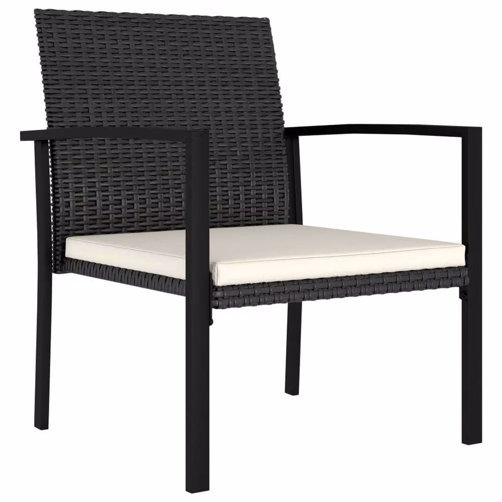 Berkfield Home 3 Piece Modern Poly Rattan and Metal Outdoor Dining Set in Matt Black – 5