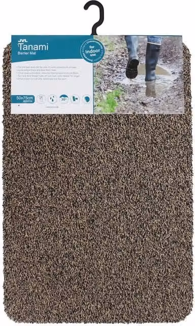 JVL Tanami Barrier Mat and Runner, Brown, W: 50 cm, L: 75 cm