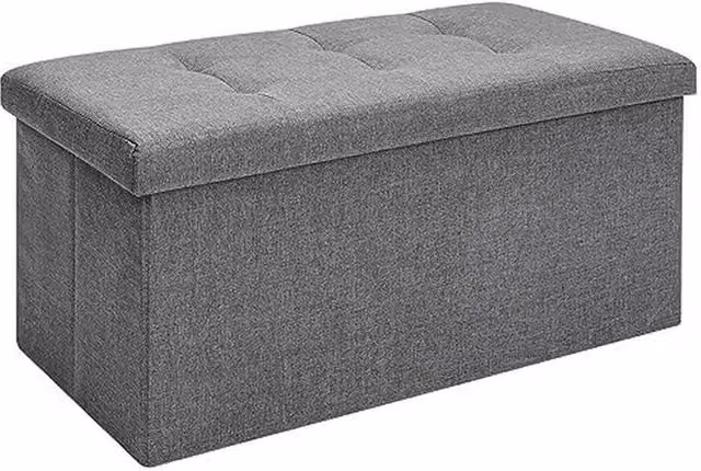FORGEVIO Storage Seat Stool Trunk Chest in Dark Grey, W/D/H: 76 x 38 x 38 cm – 1